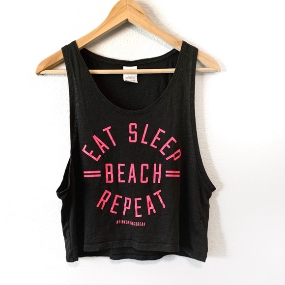 PINK Victoria's Secret Tops - Pink “eat sleep beach repeat” tank